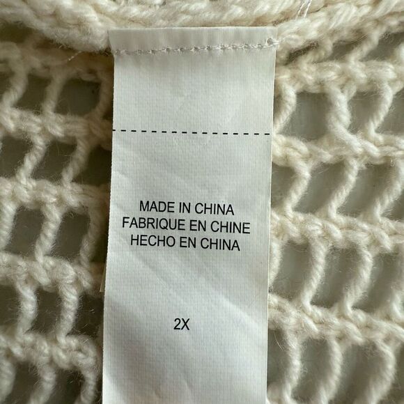 LUCKY BRAND beige cotton/wool blend Sausalito Drapey Wrap cardigan Size 2X - Picture 6 of 9